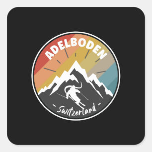 Skiing In Adelboden - Switzerland Square Sticker