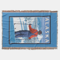 Skiing in Alaska Vintage Travel Poster