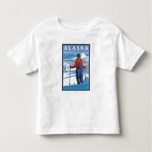 Skiing in Alaska Vintage Travel Poster Toddler T-Shirt