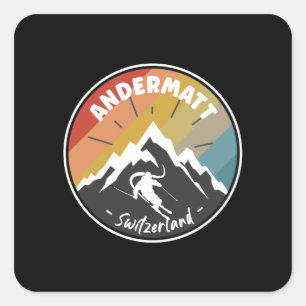 Skiing In Andermatt - Switzerland Square Sticker