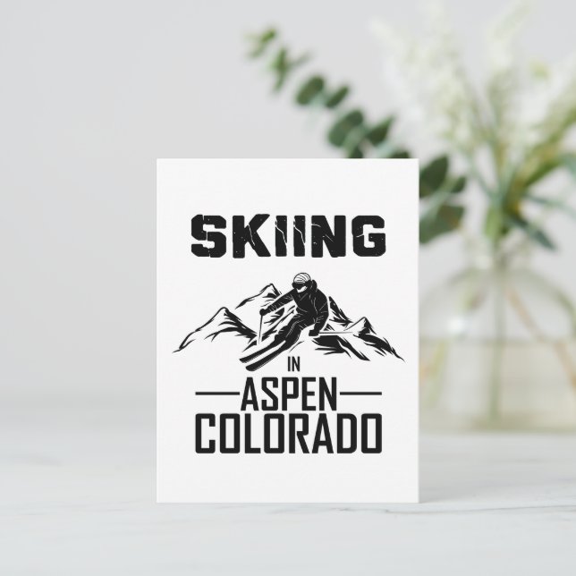 Skiing in Aspen Colorado  Postcard (Standing Front)