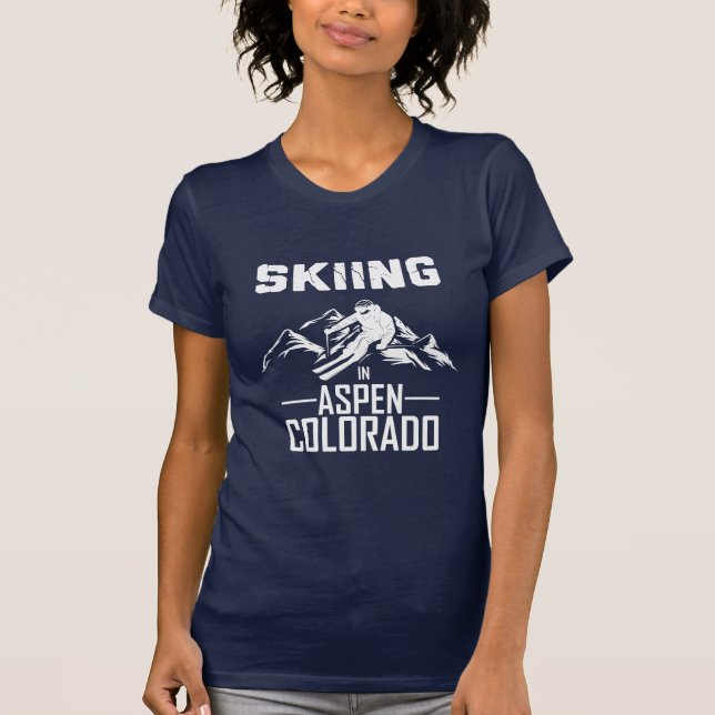 Skiing in Aspen Colorado  T-Shirt (Front)