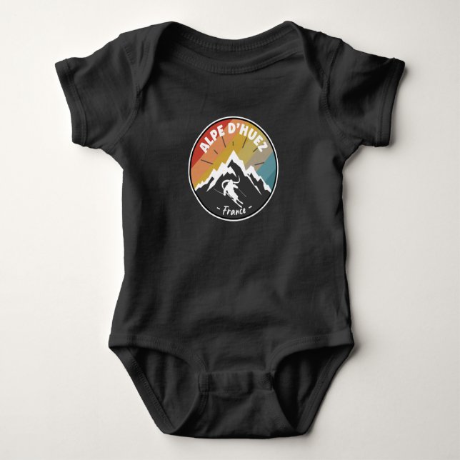Skiing In France Alpe d’Huez Baby Bodysuit (Front)