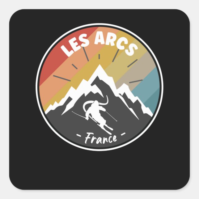 Skiing In France Les Arcs Square Sticker (Front)