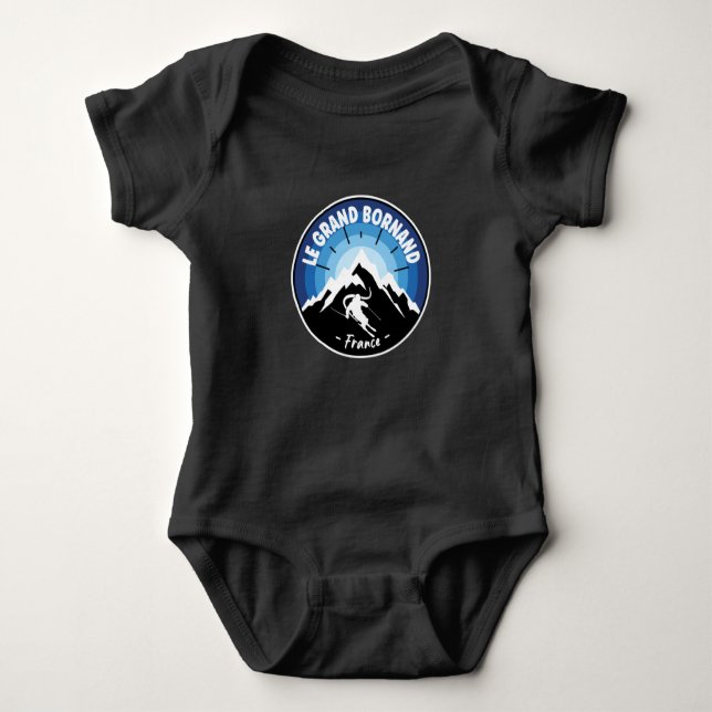 Skiing In Le Grand Bornand France Blue Baby Bodysuit (Front)