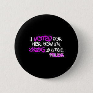 Skiing In Style' The 92 Percent Black Women Girls 6 Cm Round Badge
