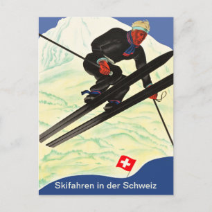 Skiing in Switzerland Postcard