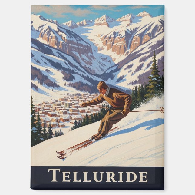Skiing in Telluride Colorado Magnet (Front)