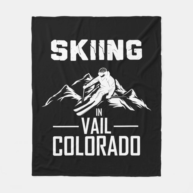 Skiing in Vail Colorado Fleece Blanket (Front)