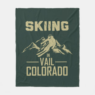 Skiing in Vail Colorado Fleece Blanket