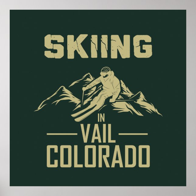Skiing in Vail Colorado Poster (Front)