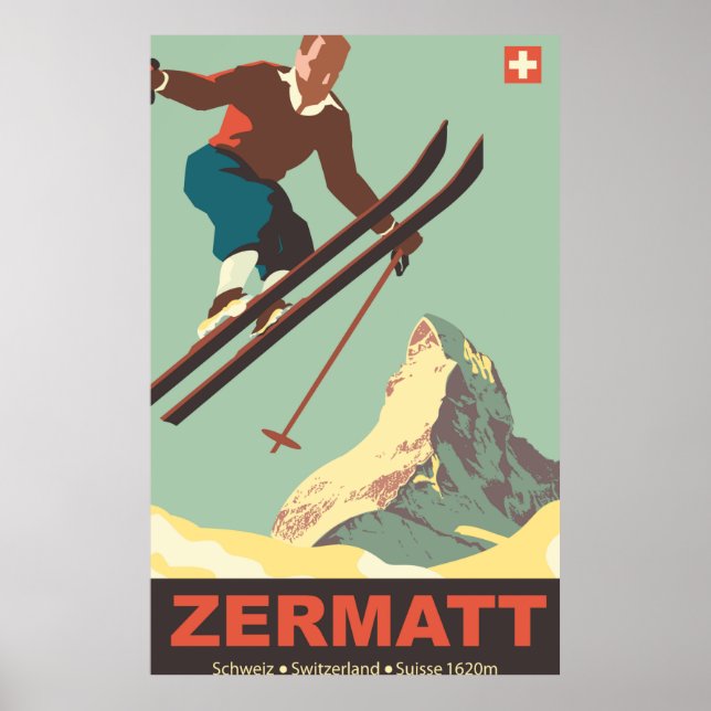 Skiing in Zermatt Poster (Front)