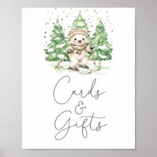 Skiing Into Parenthood Baby Shower Cards & Gifts Poster