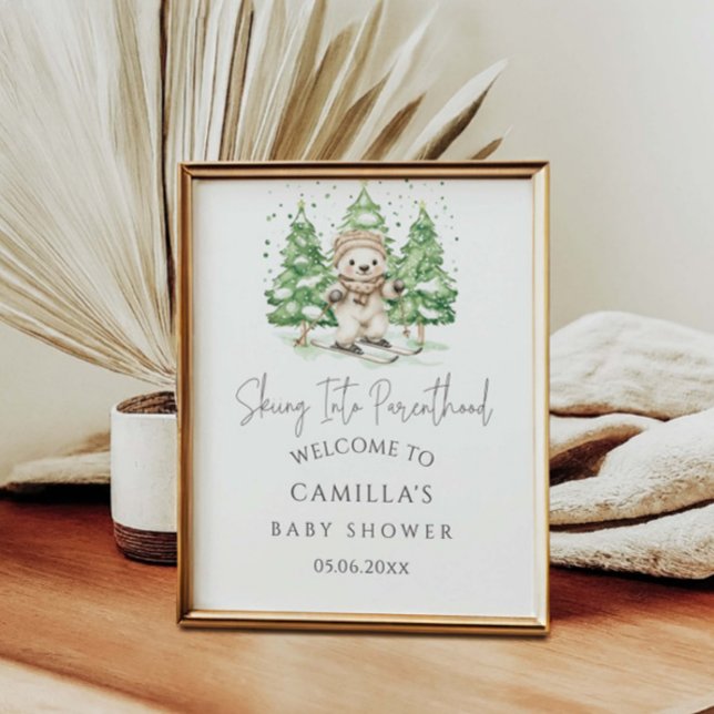 Skiing Into Parenthood Winter Baby Shower  Welcome Poster (Creator Uploaded)