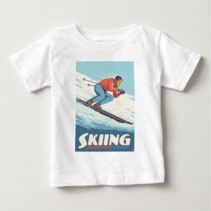 Skiing Is Believing Retro Print Baby T-Shirt