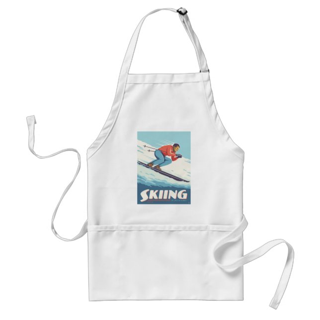 Skiing Is Believing Retro Print Standard Apron (Front)