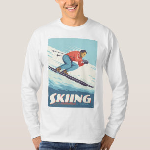 Skiing Is Believing Retro Print T-Shirt