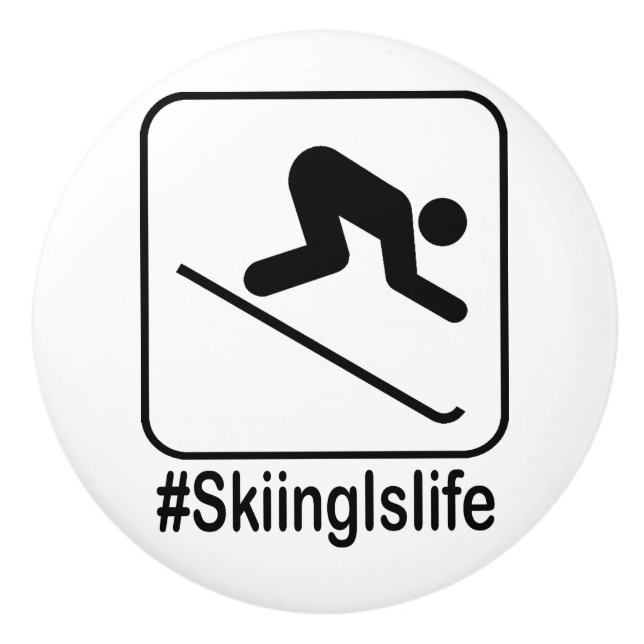 Skiing Is Life! Ceramic Knob (Front)