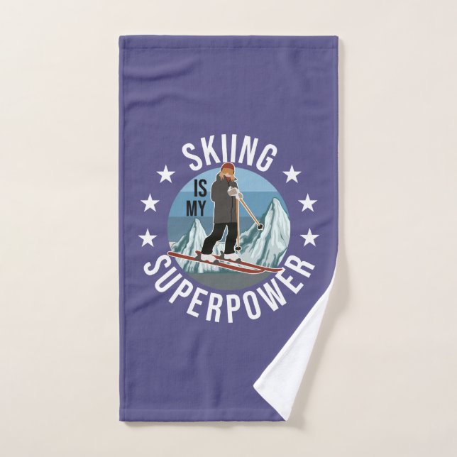 Skiing Is My Superpower Bath Towel Set (Hand Towel)