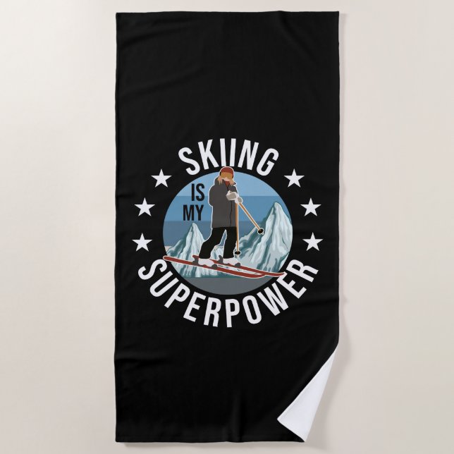 Skiing Is My Superpower Beach Towel (Front)