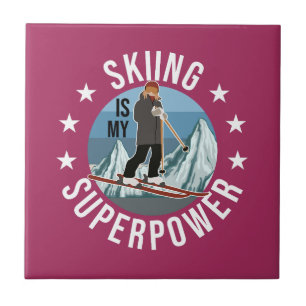 Skiing Is My Superpower Ceramic Tile