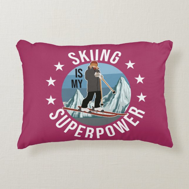 Skiing Is My Superpower Decorative Cushion (Front)