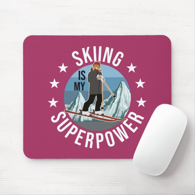 Skiing Is My Superpower Mouse Pad (With Mouse)