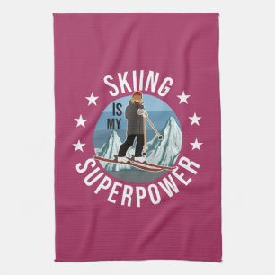 Skiing Is My Superpower Tea Towel