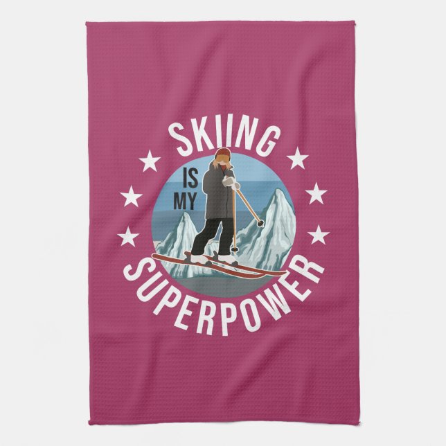 Skiing Is My Superpower Tea Towel (Vertical)