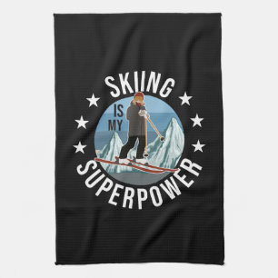 Skiing Is My Superpower Tea Towel