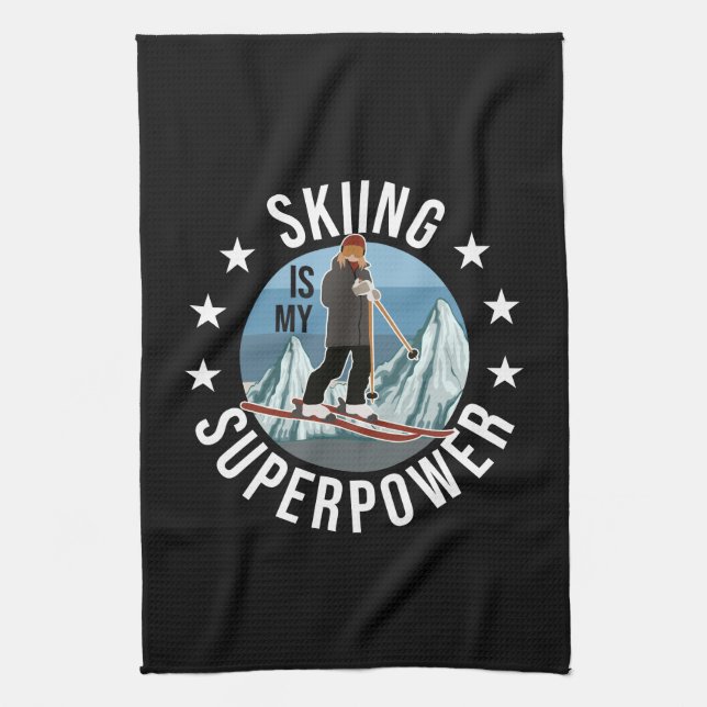Skiing Is My Superpower Tea Towel (Vertical)