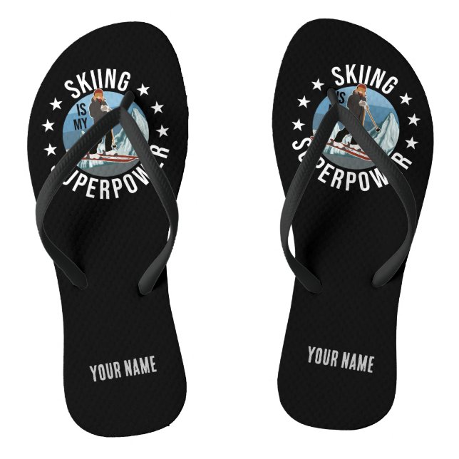 Skiing Is My Superpower Thongs (Footbed)