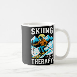 Skiing Is My Therapy Retro Mountain Snow Sports Wi Coffee Mug