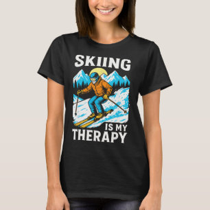 Skiing Is My Therapy Retro Mountain Snow Sports Wi T-Shirt