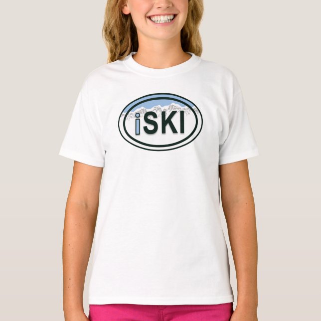 Skiing iSKI Oval Mountain Tag Shirt (Front)