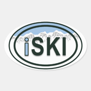 Skiing iSKI Oval Mountain Tag Stickers