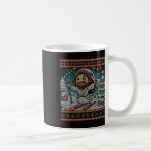 Skiing Jesus Happy Birthday Christian Faith Ugly C Coffee Mug