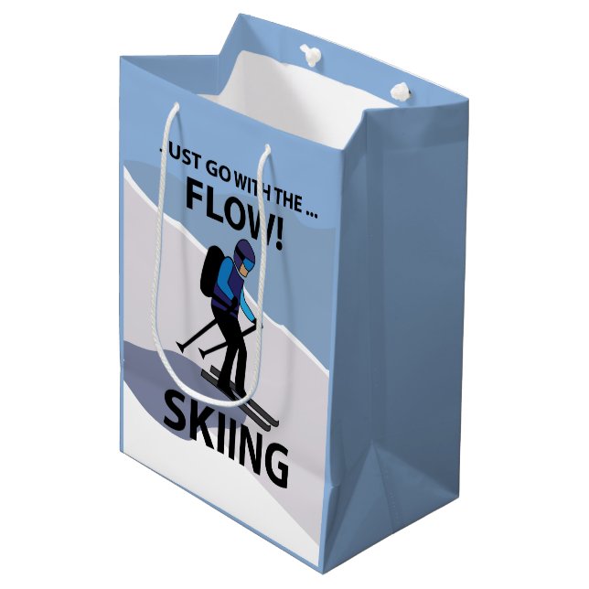 Skiing Just Go With The Flow Skiing Medium Gift Bag (Front Angled)