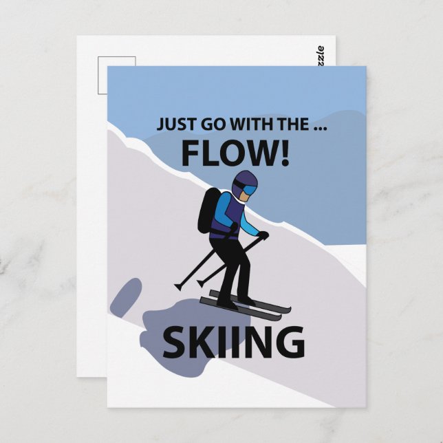 Skiing Just Go With The Flow Skiing Postcard (Front/Back)