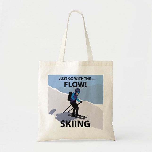 Skiing Just Go With The Flow Skiing Tote Bag (Front)