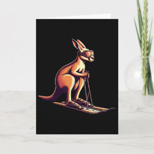 Skiing Kangaroo Downhill Winter Australia Snow Card