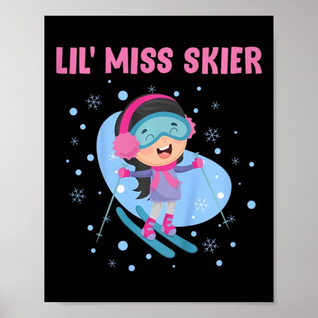 Skiing Kids Lil' Miss Skier Funny Girls  Poster (Front)