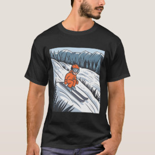 Skiing Kids Motif Ski T-Shirt