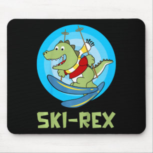 Skiing Kids Ski-rex Funny Dino Toddler Funny Mouse Pad