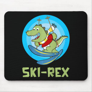 Skiing Kids Ski-rex Funny Dino Toddler Funny  Mouse Pad