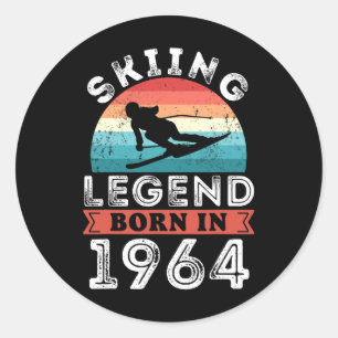 Skiing Legend Girls Born 1964 60th Birthday Gifts Classic Round Sticker