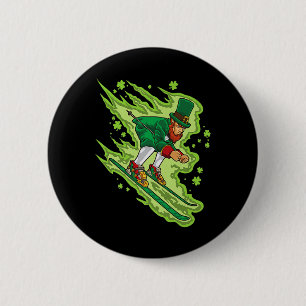 Skiing Leprechaun - Irish Winter Sports - Ski Snow 6 Cm Round Badge