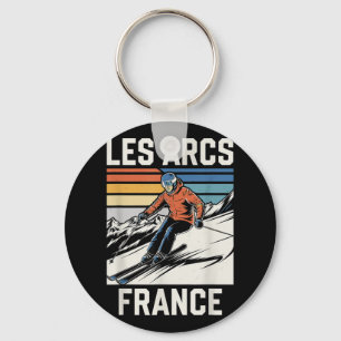 Skiing Les Arcs France, French Mountain Ski Fun T- Key Ring