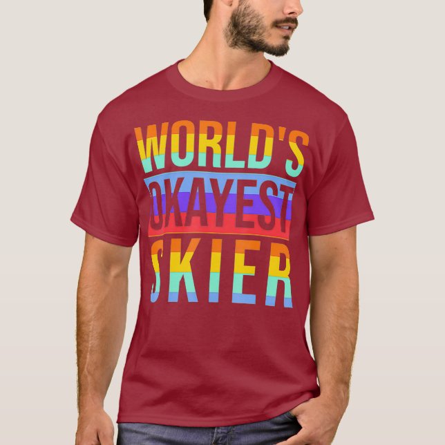 Skiing LGBT Gay Les Okayest Skier T-Shirt (Front)