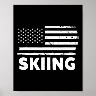 Skiing Life Usa Flag Patriotic Sports Design Poster